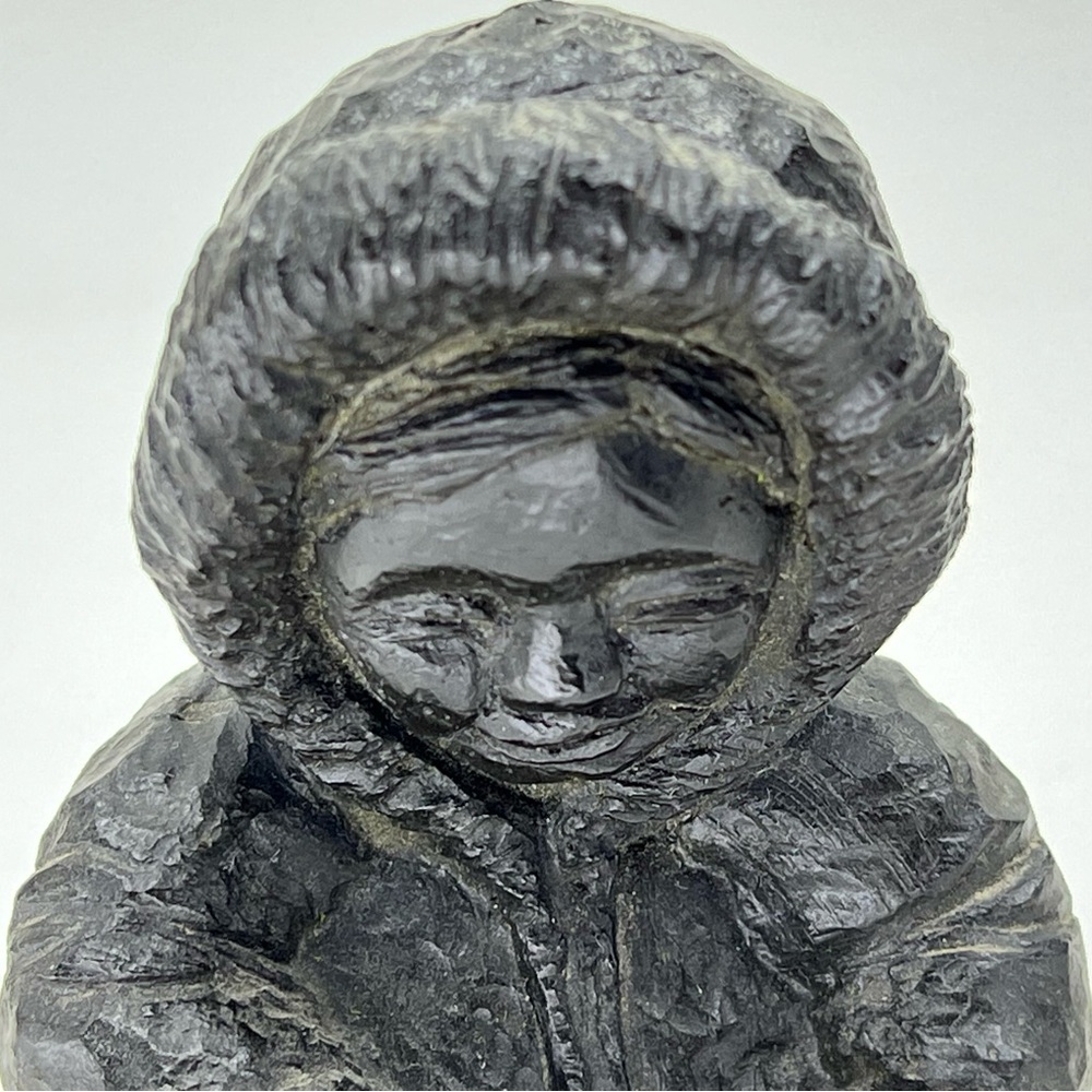 Inuit Naber Coal Sculpture Alaska Homer Kachemak Bay Indigenous Eskimo Vintage - Picture 8 of 13